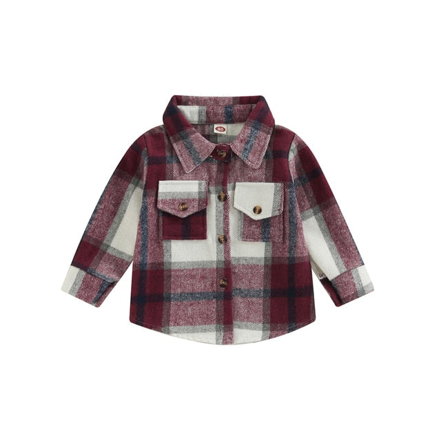 Toddler Plaid Patchwork Long Sleeve Coat