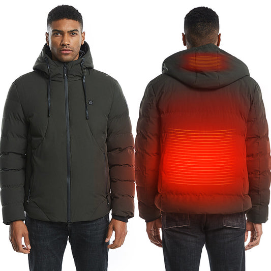 Men, Women Cotton Coat USB Smart Electric Heated Jackets Winter Thicken Down Hooded