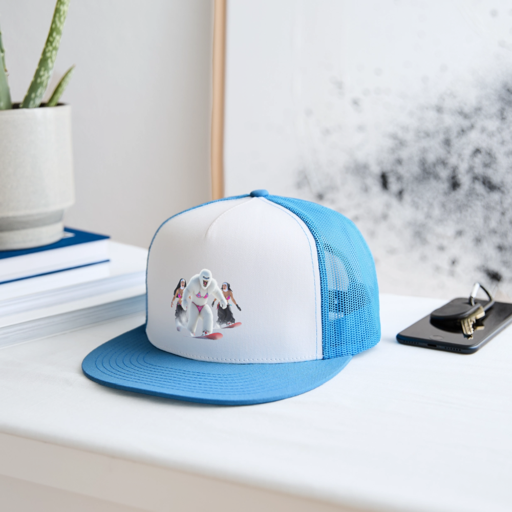 Abominable & Nuns Snowboarders Trucker Hat - white/blue