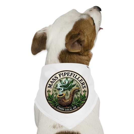 THE ORIGINAL MASS PIPEFILLERS UNION 420 Dog Bandana - white