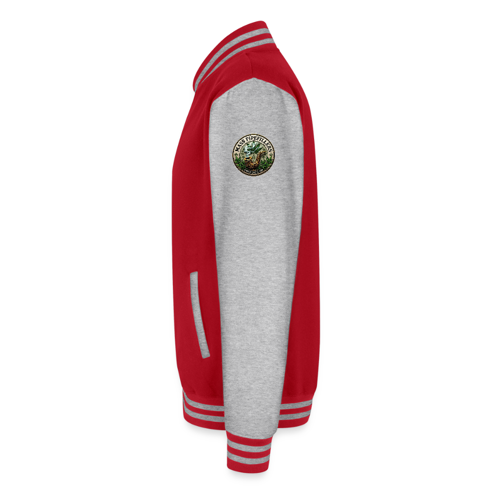 THE ORIGINAL MASS PIPEFILLERS UNION LOCAL 420 Just Hoods Heavyweight Letterman Jacket - red/heather grey