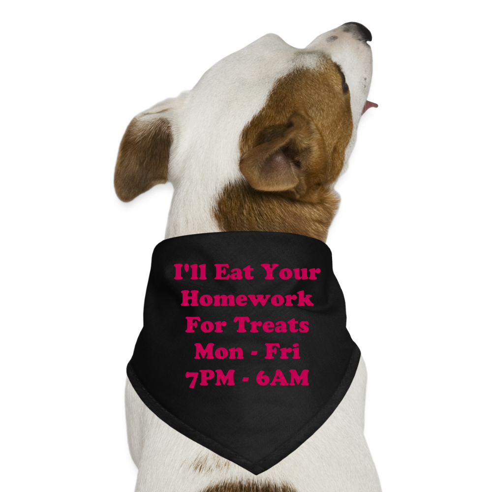 I'll Eat Your Homework for Treats Dog Bandana - black