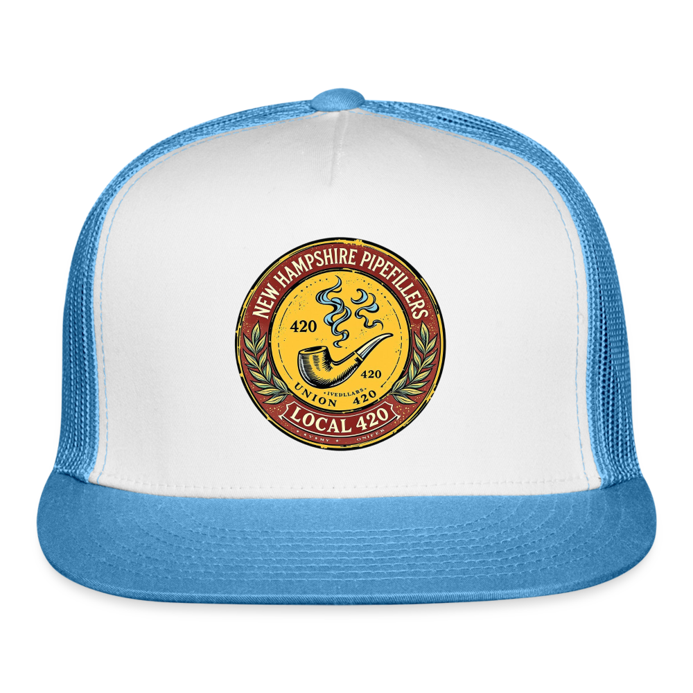 NEW HAMPSHIRE PIPEFILLERS UNION LOCAL 420 Camo Trucker Hat - white/blue