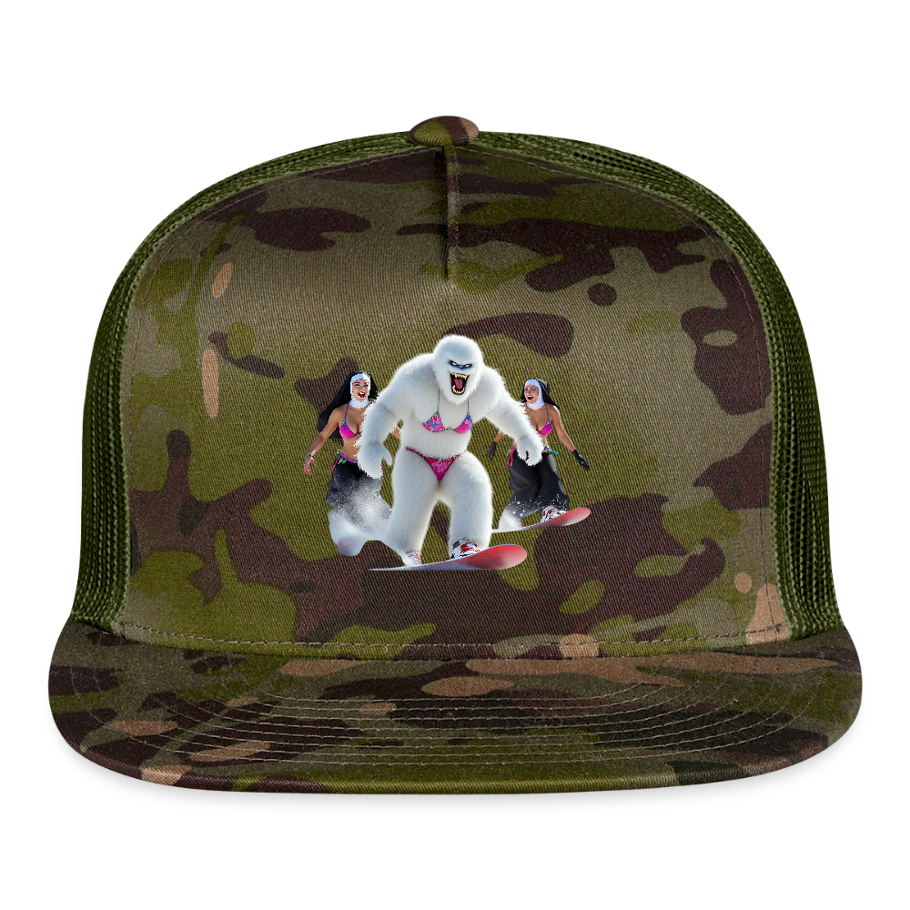 Abominable & Nuns Snowboarders Trucker Hat - MultiCam\green