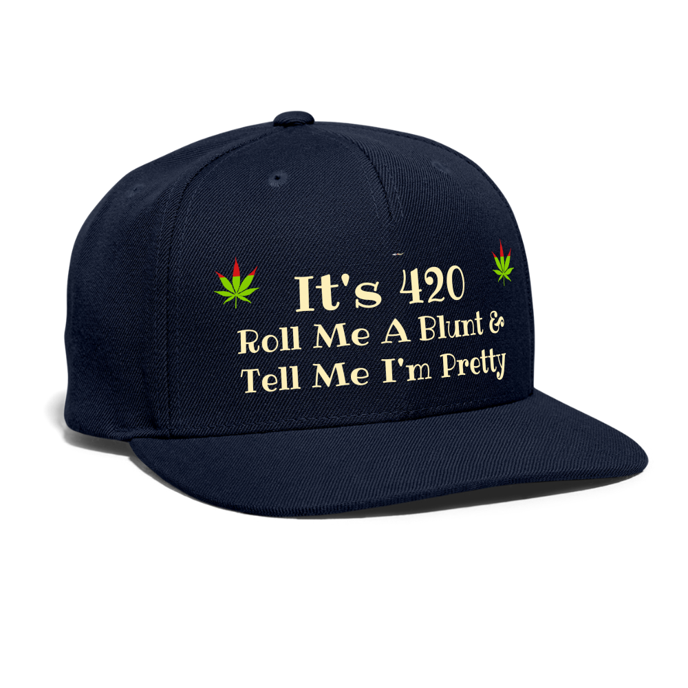 SIE CAPS "It's 420 Roll Me A Blunt" Authentic Snapback Baseball Cap - navy