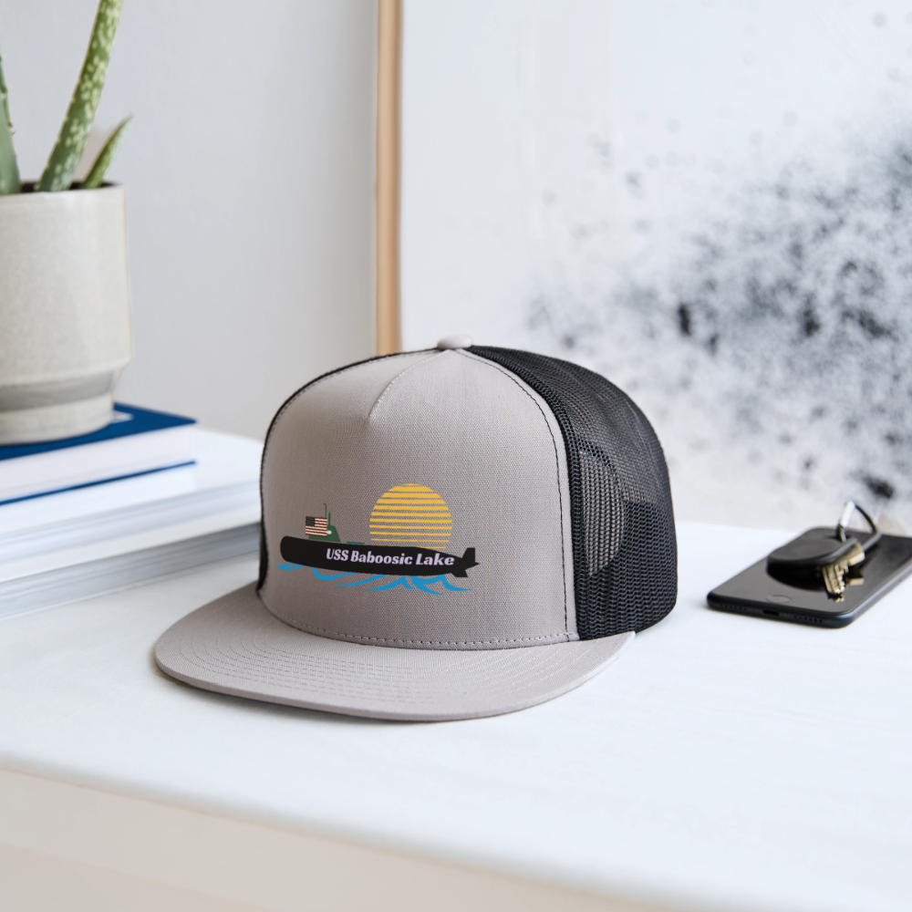 USS BABOOSIC LAKE Camo Trucker Cap - gray/black