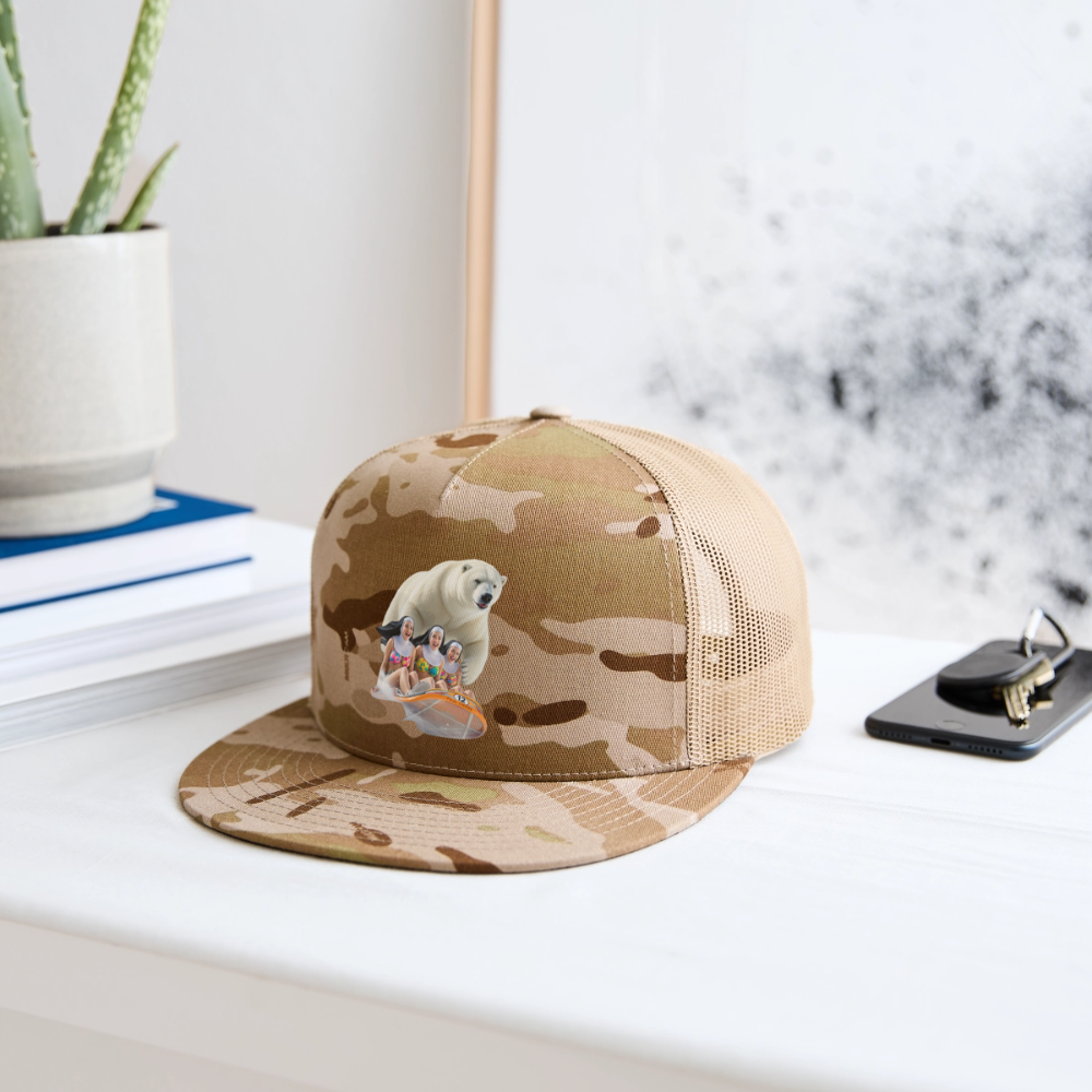 SKIBBIDI RIZZ SNOWBOARDIND NUN'S Trucker Hat - MultiCam\tan