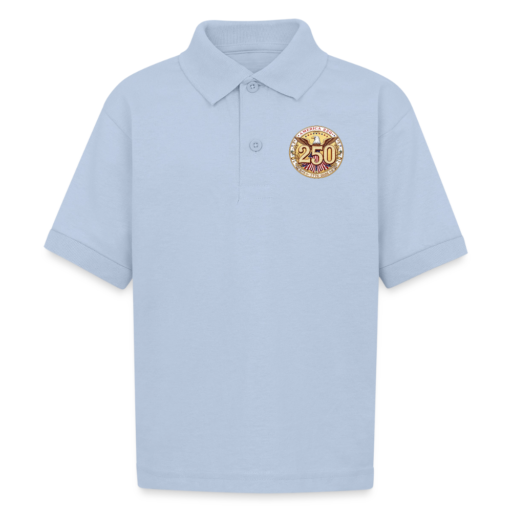 AMERICA 250 Gildan Kid's 50/50 Jersey Polo - light blue