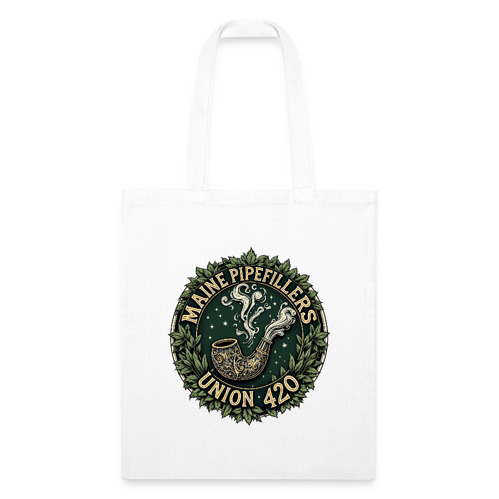 THE ORIGINAL MAINE PIPEFILLERS UNION 420 Recycled Tote Bag - white