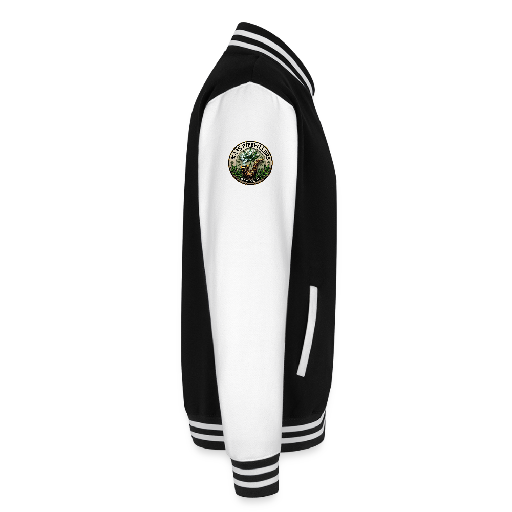 THE ORIGINAL MASS PIPEFILLERS UNION LOCAL 420 Just Hoods Heavyweight Letterman Jacket - black/white