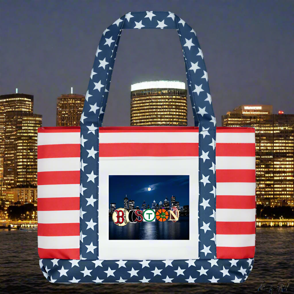 BOSTON SKYLINE AUTHENTIC American Tote Bag - red/white/blue 