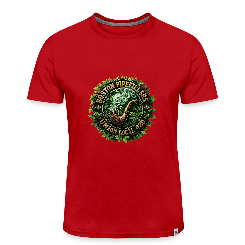 THE ORIGINAL BOSTON PIPEFILLERS UNION 420 Russell Athletic Unisex Essential Performance T-Shirt - red