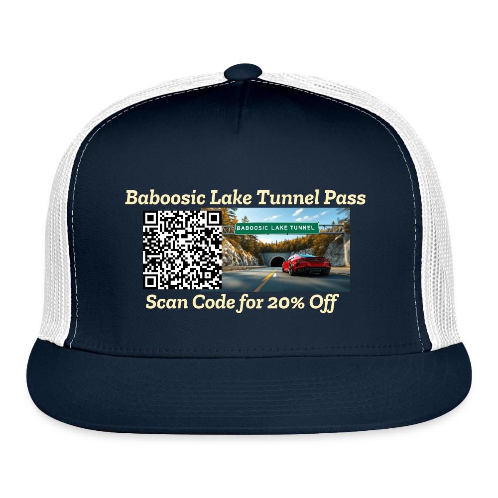 BABOOSIC LAKE TUNNEL PASS Trucker Hat - navy/white