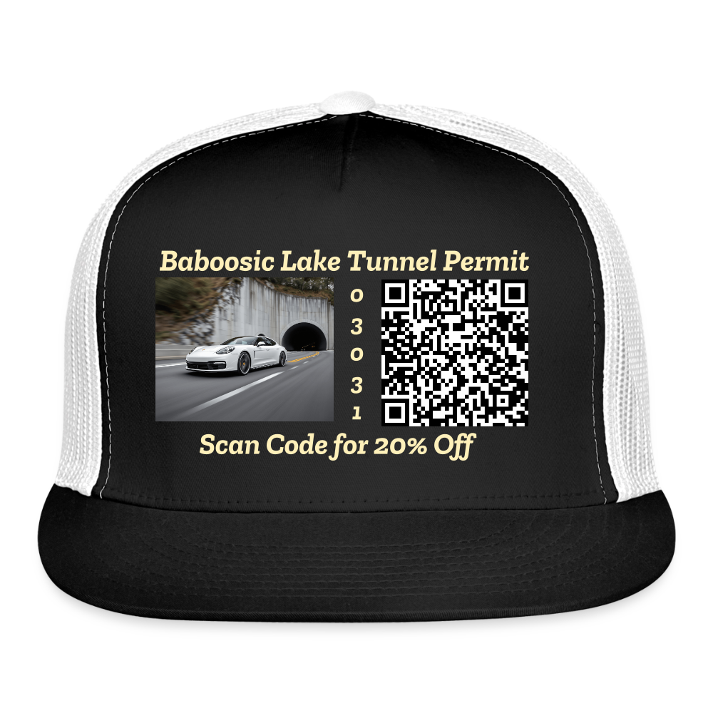BABOOSIC LAKE TUNNEL PERMIT Trucker Hat - black/white