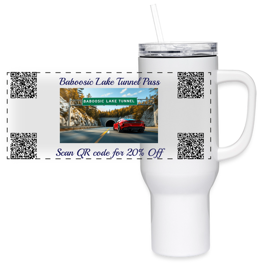 BABOOSIC LAKE TUNNEL PASS 40 oz Stainless Steel Travel Tumbler - white