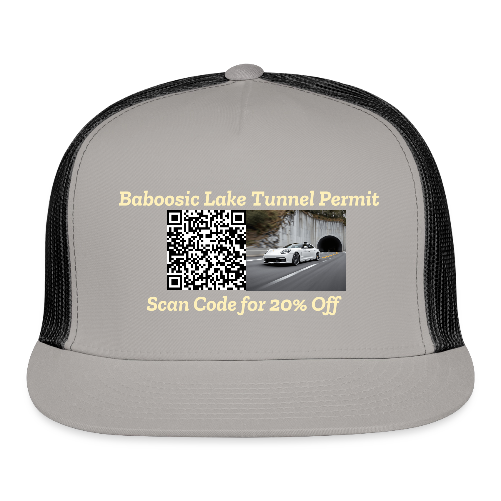 BABOOSIC LAKE TUNNEL PERMIT Trucker Hat - gray/black