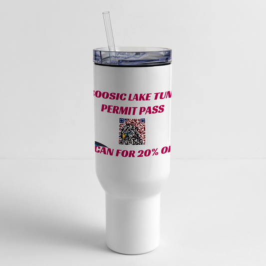 BABOOSIC LAKE TUNNEL PERMIT PASS 40 oz Travel Tumbler - white