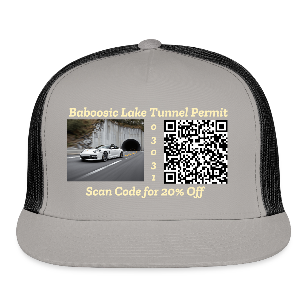 BABOOSIC LAKE TUNNEL PERMIT Trucker Hat - gray/black