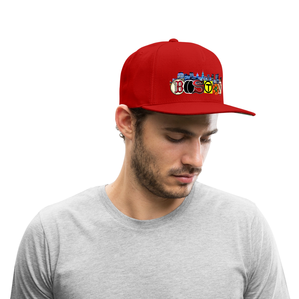 BOSTON SKYLINE The Authentic Snapback Baseball Cap - red