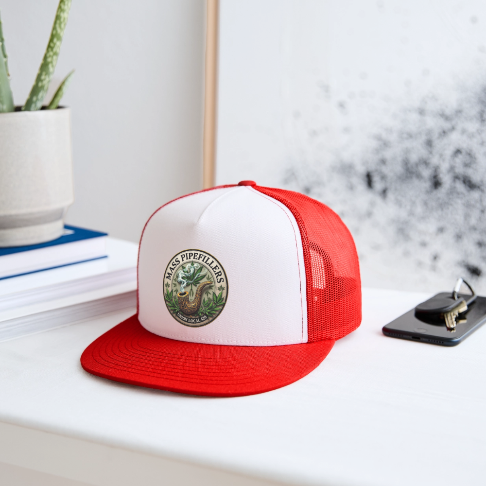 MASS PIPEFILLERS UNION LOCAL 420 Trucker Hat - white/red