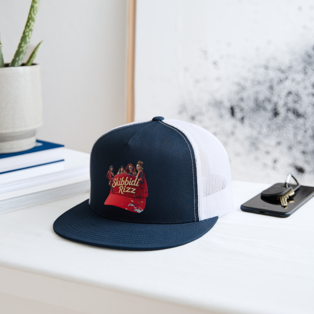 SKIBBIDI RIZZ Trucker Hat - navy/white