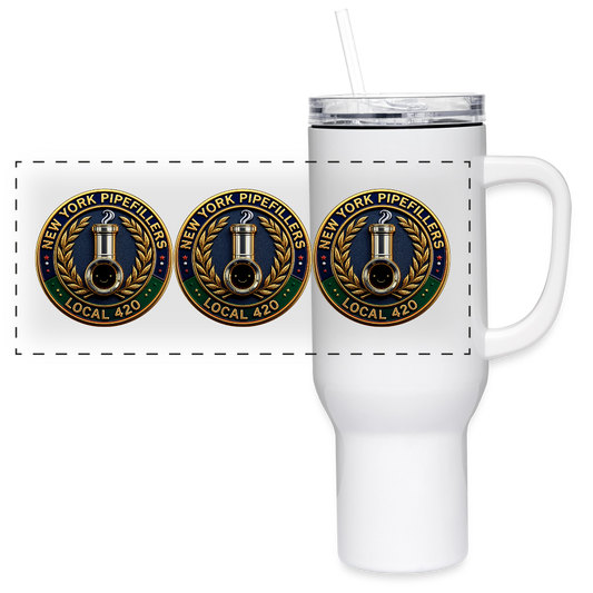 NEW YORK PIPEFILLERS LOCAL 420 CREST 40 oz Travel Tumbler - white