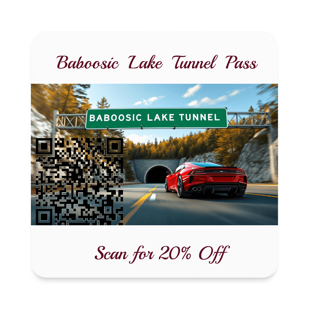 BABOOSIC LAKE TUNNEL PASS Square Magnet - white