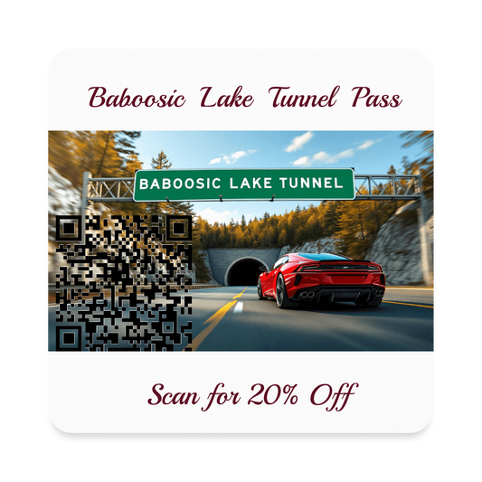 BABOOSIC LAKE TUNNEL PASS Square Magnet - white