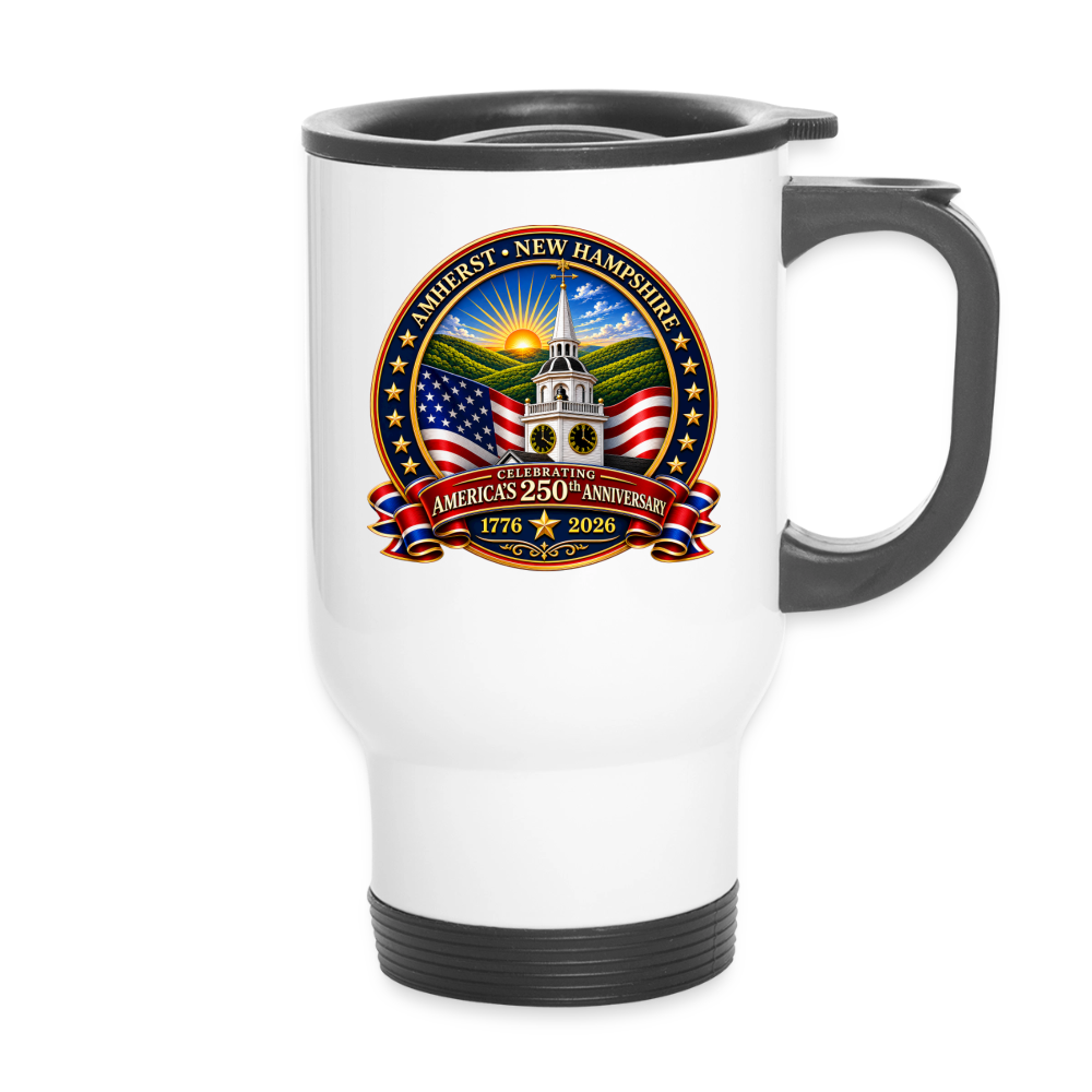 AMHERST CELEBRATES AMERICS'S 250th Stainless Steel Travel Mug - white