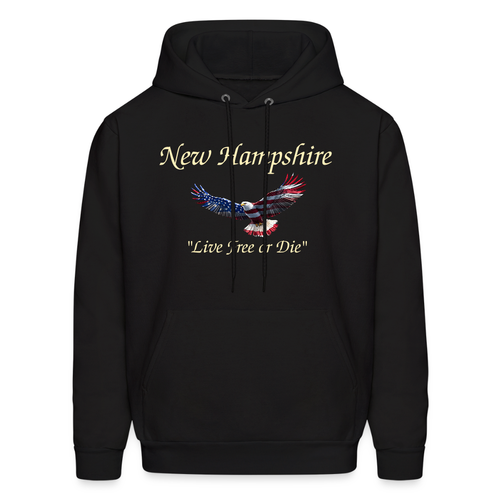 NH Live Free or Die Flying Eagle Men's Hoodie - black
