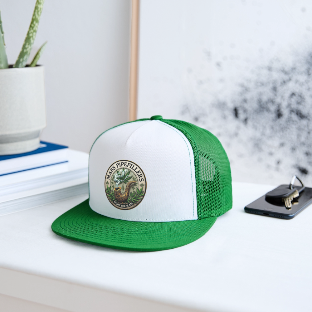MASS PIPEFILLERS UNION LOCAL 420 Trucker Hat - white/kelly green