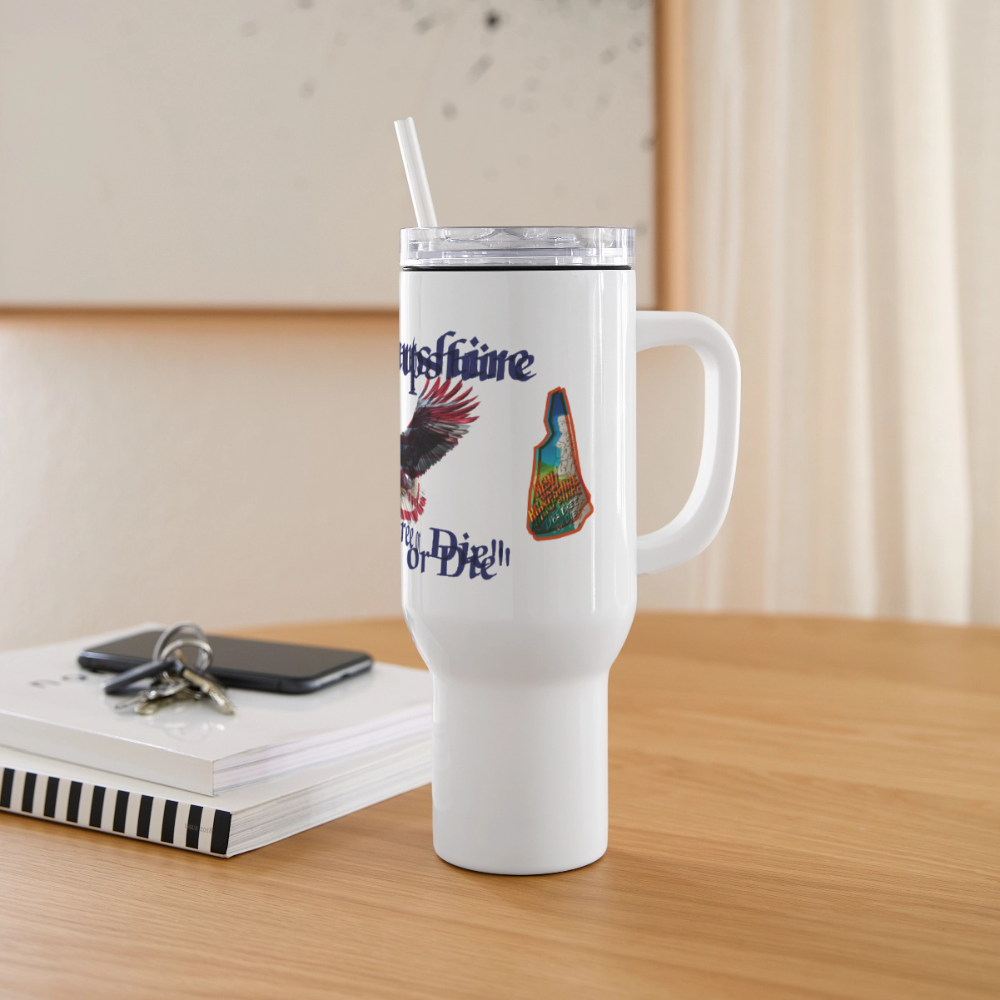 NH Live Free or Die Flying Eagle 40 oz Stainless Steele Travel Tumbler - white