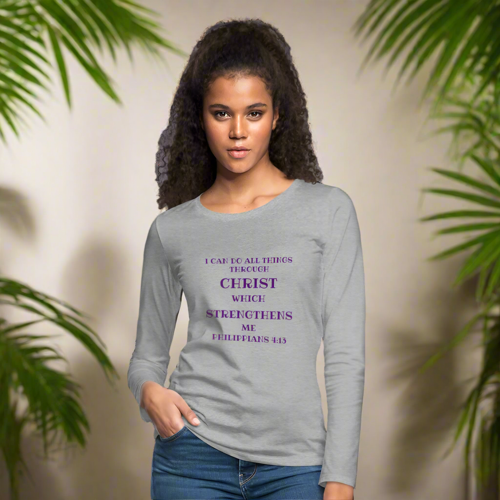 Philippians 413 Women's Premium Long Sleeve T-Shirt - heather gray