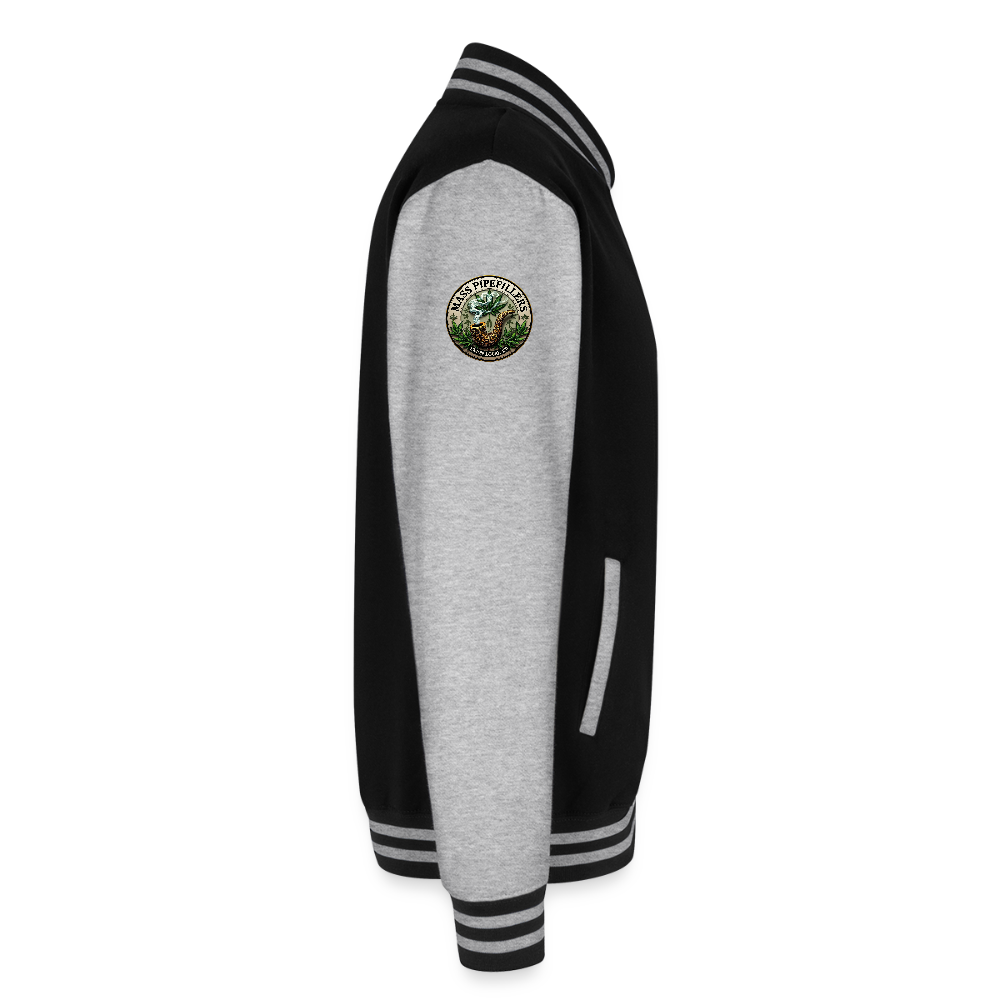 THE ORIGINAL MASS PIPEFILLERS UNION LOCAL 420 Just Hoods Heavyweight Letterman Jacket - black/heather grey