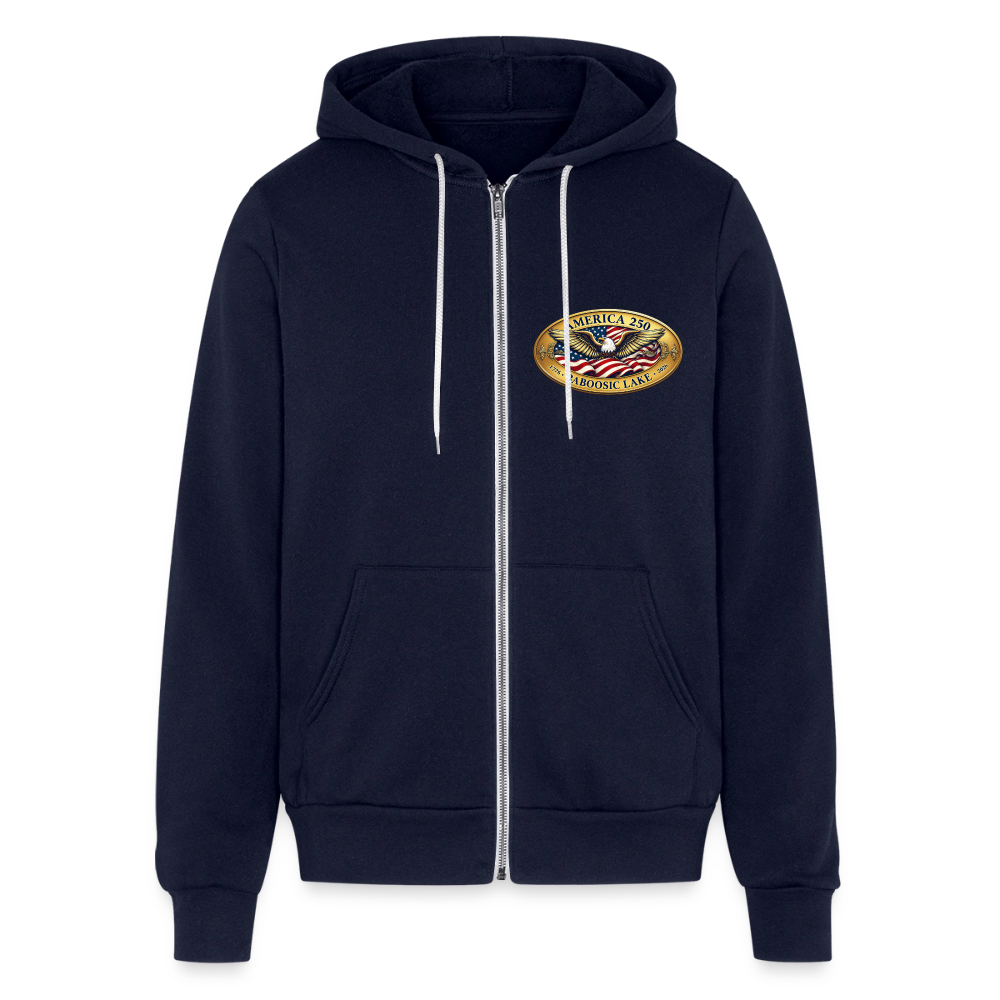 BABOOSIC LAKE AMERICA 250 FRONT/BACK EMBLEMS BELLA CANVAS Unisex Full Zip Hoodie - navy