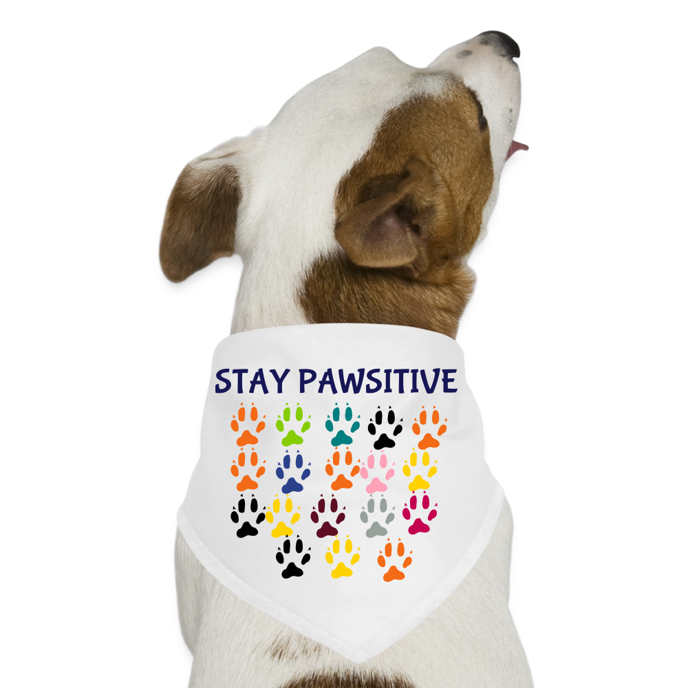 STAY PAWSITIVE Dog Bandana - white