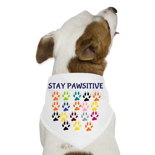 STAY PAWSITIVE Dog Bandana - white