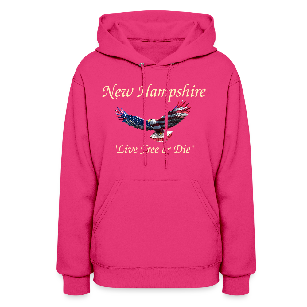 NH Live Free or Die Flying Eagle Women's Hoodie - fuchsia