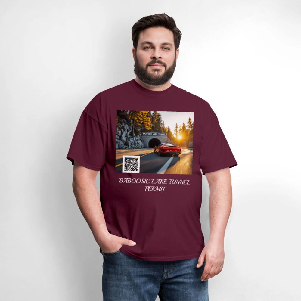 BABOOSIC LAKE TUNNEL PERMIT TEE - burgundy