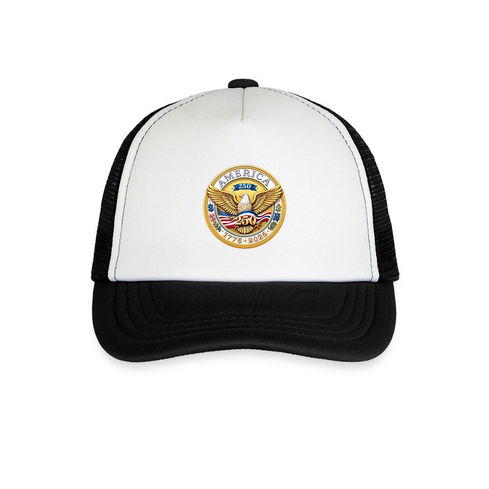 AMERICA 250 Kid's Trucker Cap - white/black