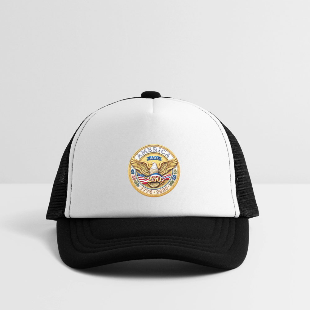 AMERICA 250 Kid's Trucker Cap - white/black