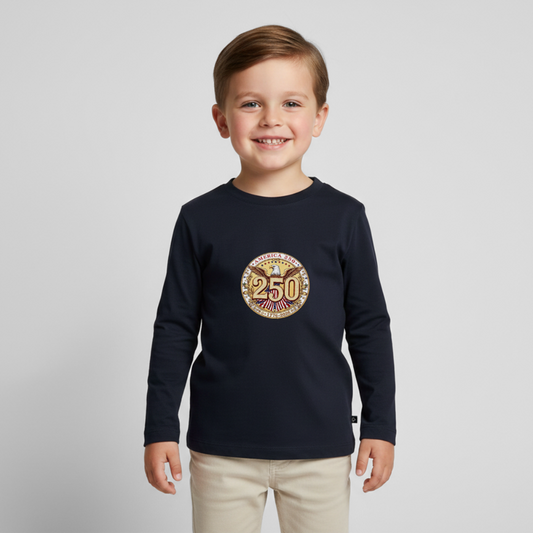 AMERICA 250 Toddler Premium Organic Long Sleeve Shirt - navy