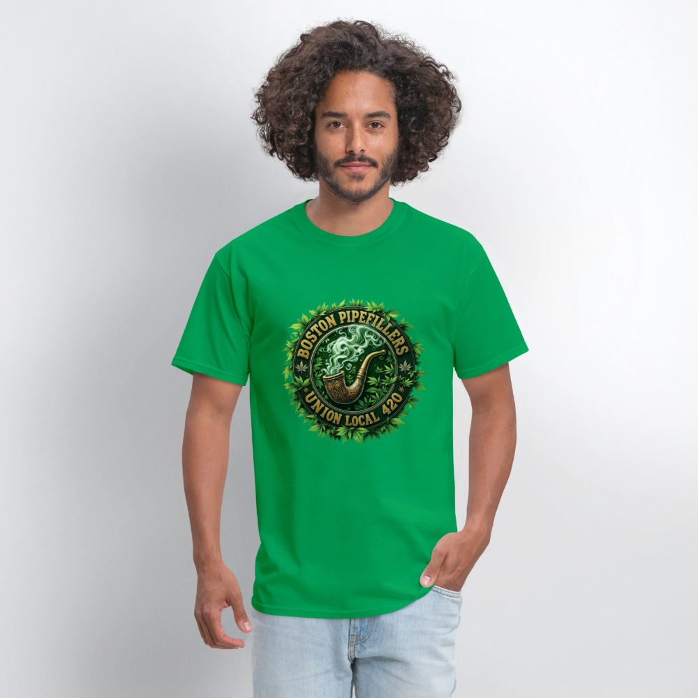 BOSTON PIPEFILLERS LOCAL 420 Men's T-Shirt - bright green