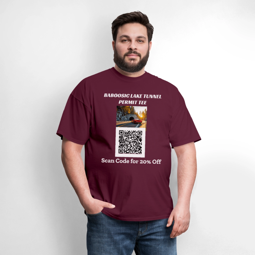 BABOOSIC LAKE TUNNEL PERMIT TEE Unisex Classic T-Shirt - burgundy
