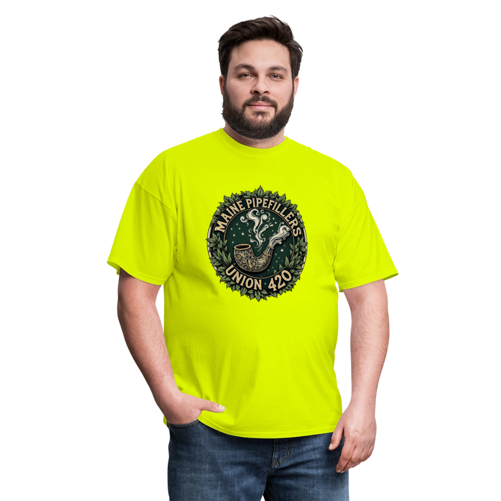 MAINE PIPEFILLERS UNION 420 TEE - safety green