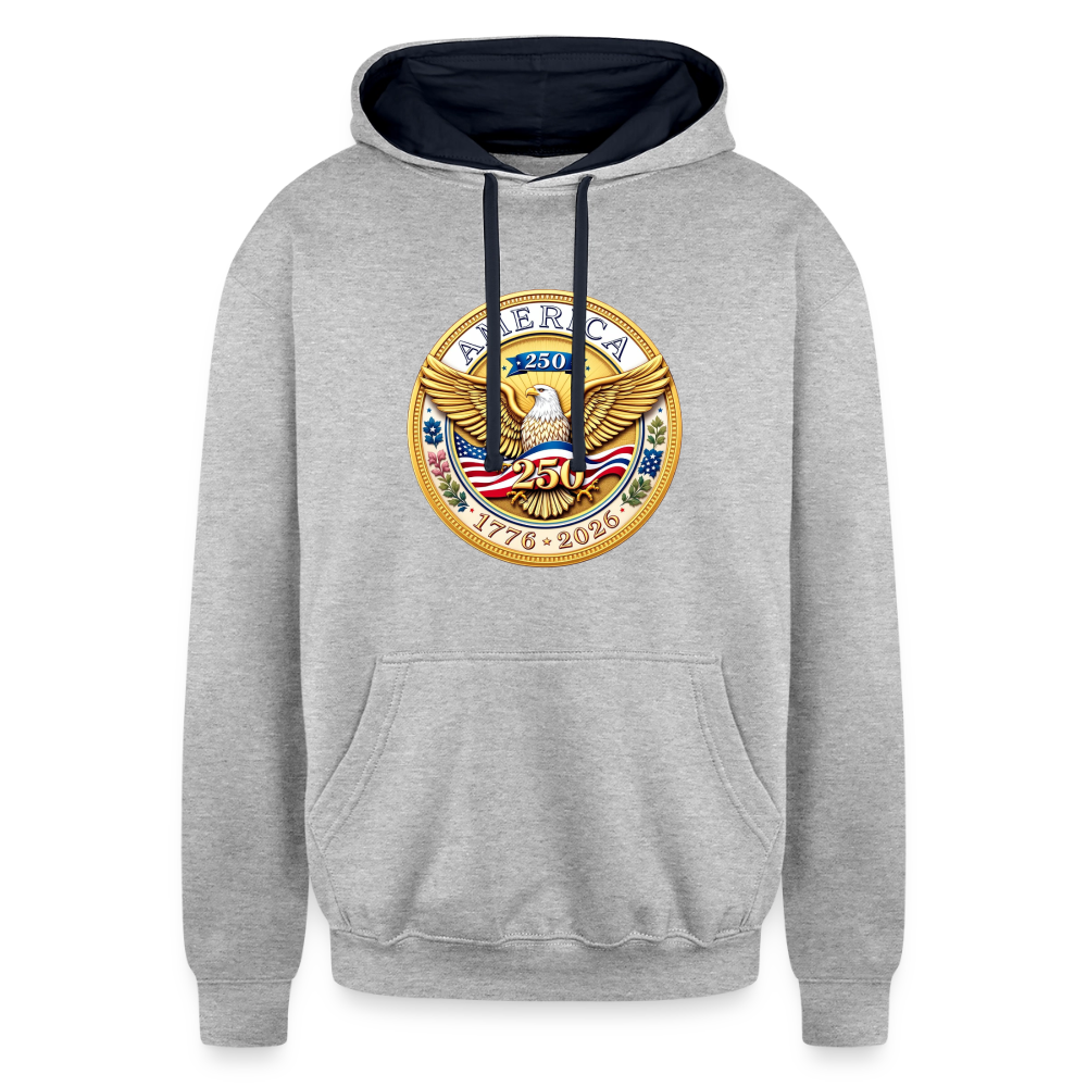 AMERICA 250 Contrast Hoodie - heather gray/navy