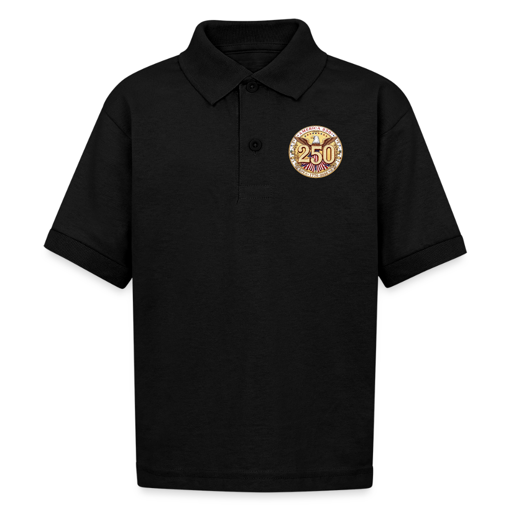 AMERICA 250 Gildan Kid's 50/50 Jersey Polo - black