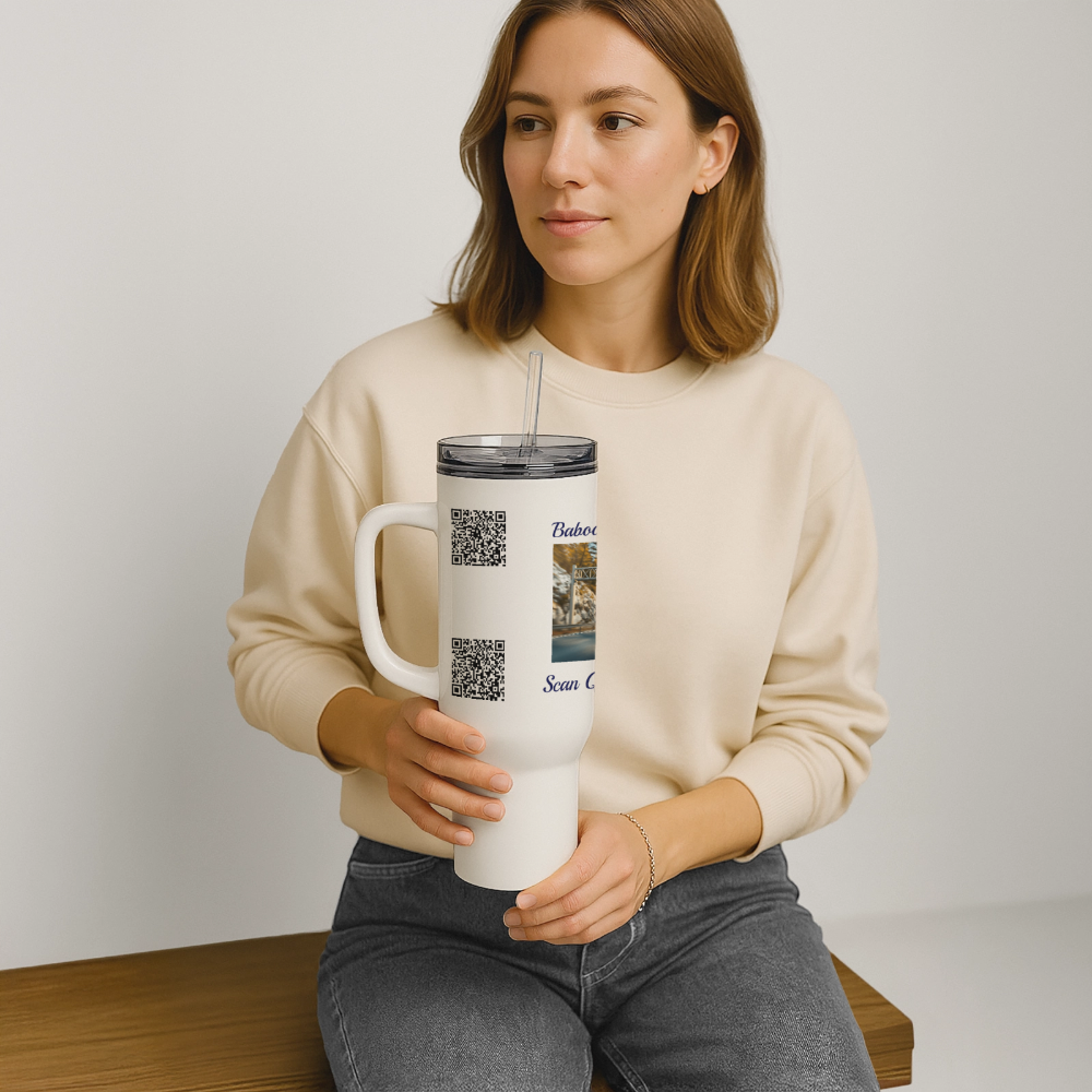 BABOOSIC LAKE TUNNEL PASS 40 oz Stainless Steel Travel Tumbler - white