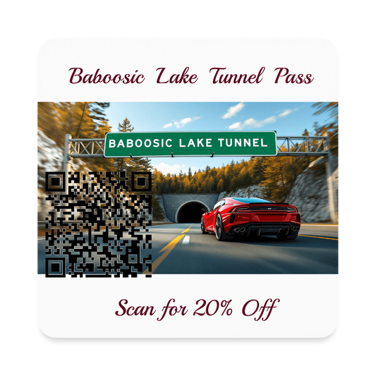 BABOOSIC LAKE TUNNEL PASS Square Magnet - white