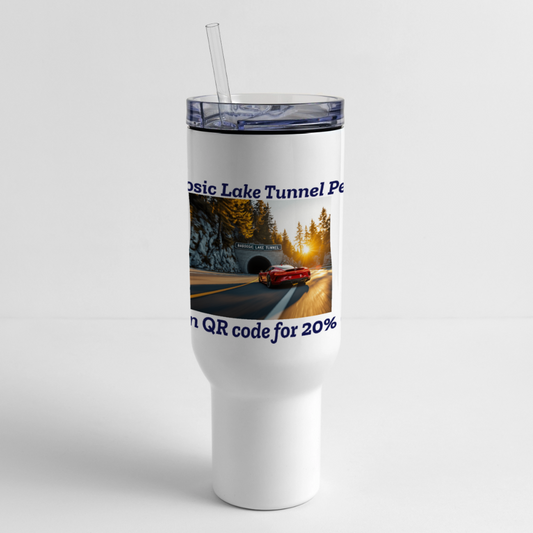 BABOOSIC LAKE TUNNEL PERMIT 40 oz Stainless Steel Travel Tumbler - white